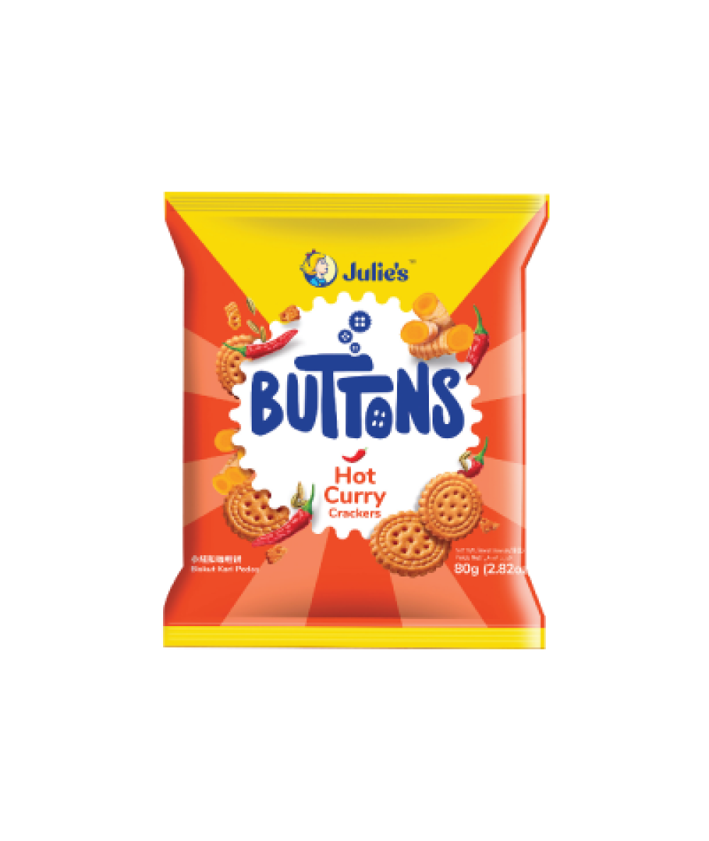 *Julie's Buttons Cracker Hot Curry Flv 60g*12s