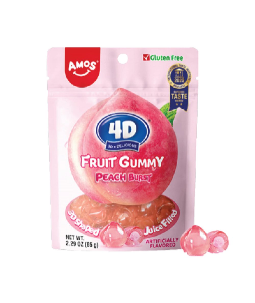 *Amos 4D Gummy Peach Flv 24g